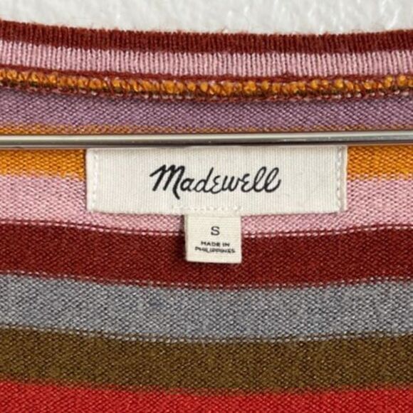 Madewell Women's Striped Puff-Sleeve Scoopneck Top Size SMALL - Picture 4 of 5